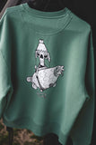 Skellington crewneck I Teal Monstera (oversized)