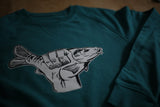 Carp Shaka crewneck I Heather Green - Denim - Teal