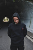 Red Logo Minimal hoodie I Black