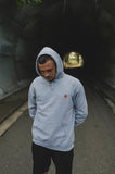 Red Logo Minimal hoodie I Heather Grey