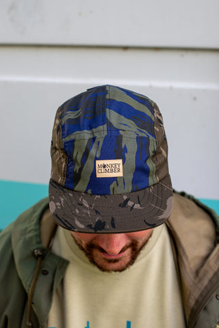 MC x Bernot Caps handmade 5 panel I Greek Navy camou with Nash camou sides and brim