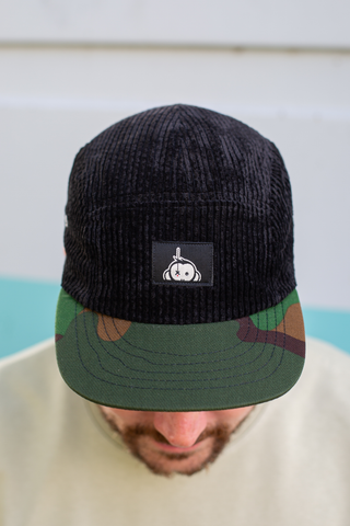 MC x Bernot Caps handmade 5 panel I Black Poane with Dutch Jungle Camou sides and top