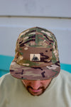 Standard Halfawrap 5 panel I Woodland Camou w/ Sand label