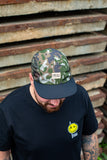 MC x Bernot Caps handmade 5 panel I Experimental camou with Thinking Anglers sling sides