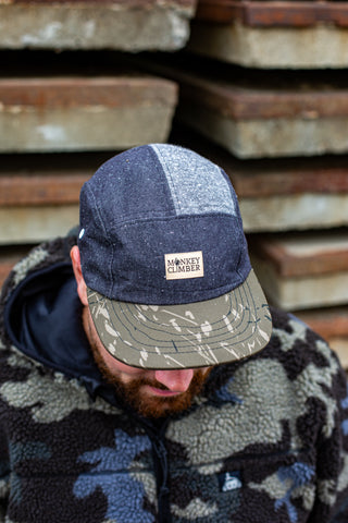 MC x Bernot Caps handmade 5 panel I Nash camou brim combined with Greytones
