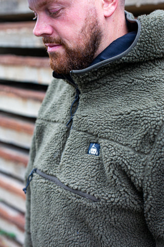 Halfawrap Sherpa Pullover Jacket I Olive
