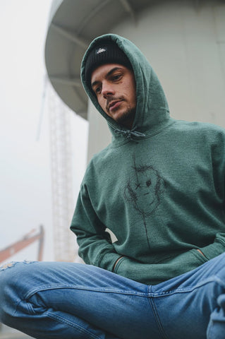 Surface hoodie I Mid Heather Green