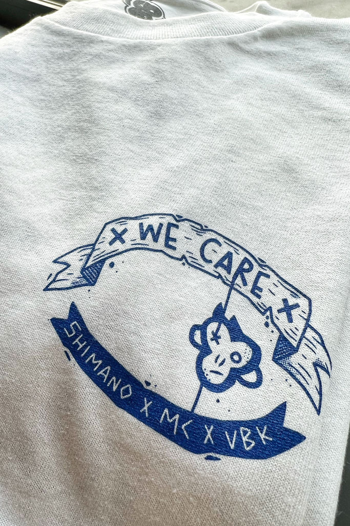 MC x VBK x Shimano shirt - hoodie I White - Grey (leftovers from VBK m –  Monkey Climber Magazine
